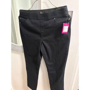 Kim Rogers Women Black Tummy Control Pull On Cotton Super Stretch Pants 12S NWT